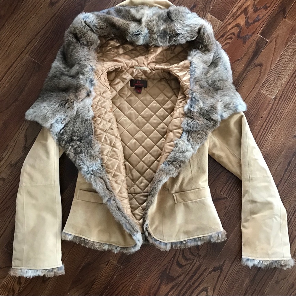 NWOT Genuine Rabbit Fur and Suede Jacket
